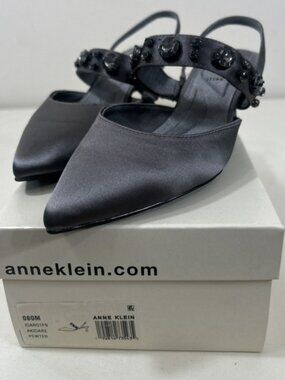 Anne Klein Akidare Pewter Embellished Strappy Heels Womens Sz 8 Box